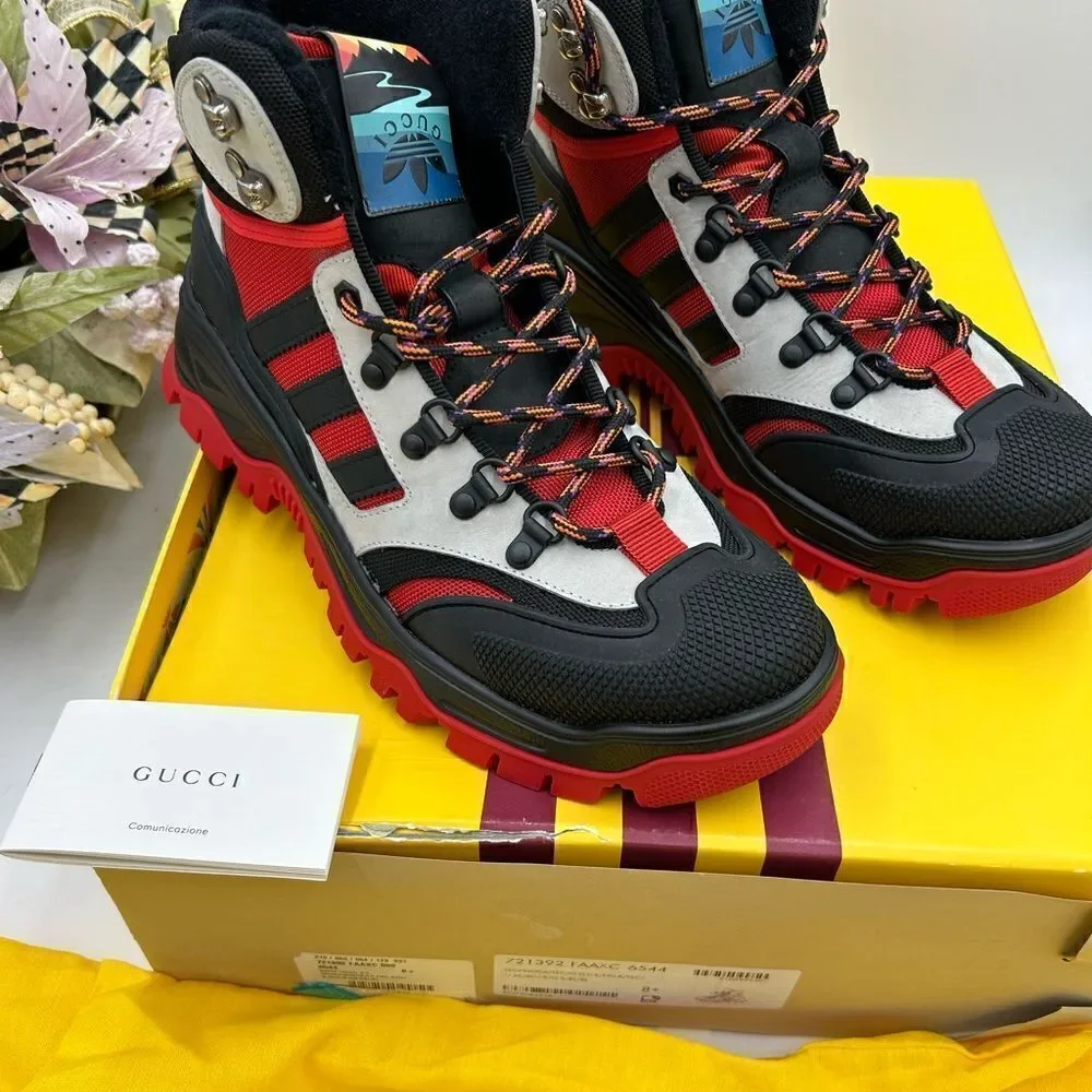 Men’s Gucci X Adidas lace up boots size 8.5 made  in Italy